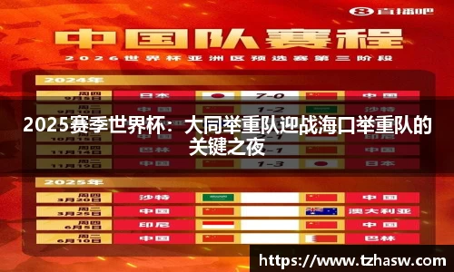 2025赛季世界杯：大同举重队迎战海口举重队的关键之夜
